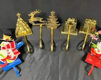Brass Dept 56 Stocking Holders, 7 Pieces