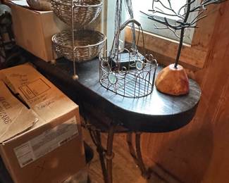 Wood and iron side table