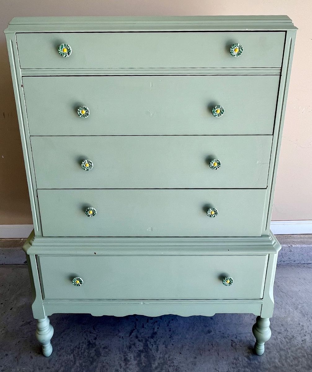 PAINTED ANTIQUE CHEST W/CASTERS