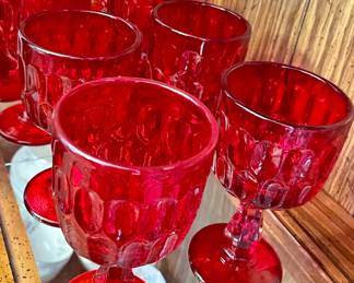 VINTAGE FENTON "THUMBPRINT(RUBY) GOBLETS