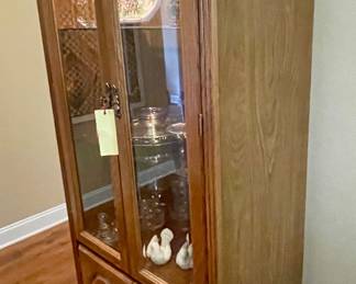 OAK LIGHTED CURIO