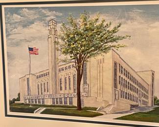 FRAMED/MATTED/SIGNED/NUMBERED WASHINGTON HIGH SCHOOL by RICH CELARI, 1999 - 334/1450 - WASHINGTON, PA