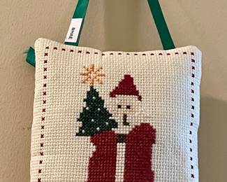 CROSS-STITCH SANTA PILLOW ORNAMENT