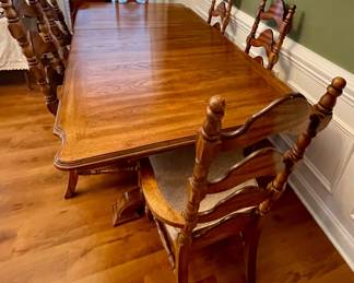 VINTAGE DINING TABLE w/6-CHAIRS and CUSTOM PAD SET