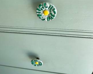 PAINTED ANTIQUE CHEST W/CASTERS