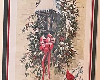 FRAMED/MATTED WILLIAM MANGUM "MERRY & BRIGHT" SIGNED/DATED PRINT