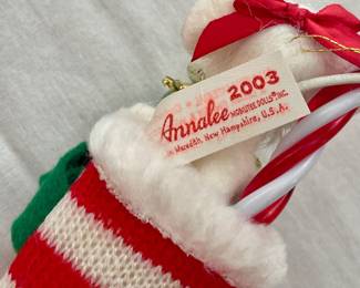 2003 ANNALEE CHRISMAS MOUSE IN A STOCKING ORNAMENT
