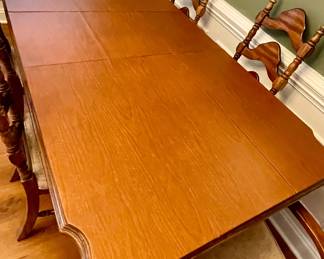 VINTAGE DINING TABLE w/6-CHAIRS and CUSTOM PAD SET