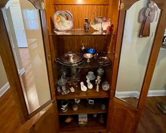 OAK LIGHTED CURIO