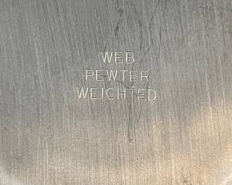 PAIR WEB PEWTER WEIGHTED CANDLESTICK