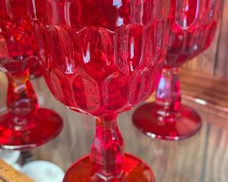 VINTAGE FENTON "THUMBPRINT(RUBY) GOBLETS