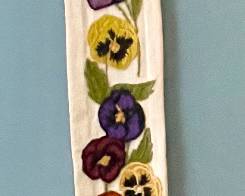 VINTAGE/ANTIQUE NEEDLEPOINT PANSIES BELL PULL