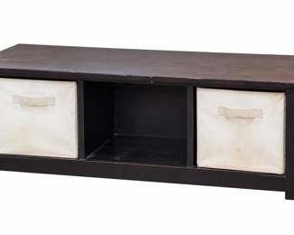 Furniture lot – end tables, storage bench with bins, cubby shelf | Lot 1207, bids start at $10