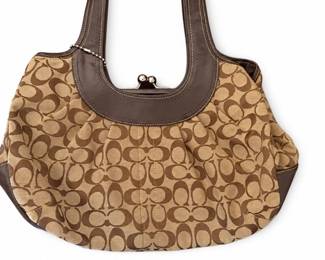Brown crescent shoulder bag / purse – C-pattern handbag | Lot 1131, bids start at $5