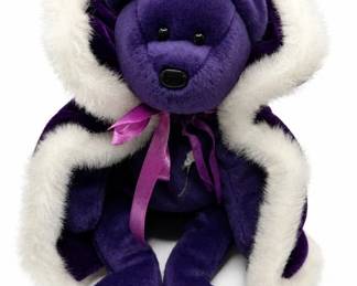 Ty Princess Beanie Baby bear, tag style 4300 – purple Ty teddy bear with fur-trimmed cloak & tags | Lot 1110, bids start at $10