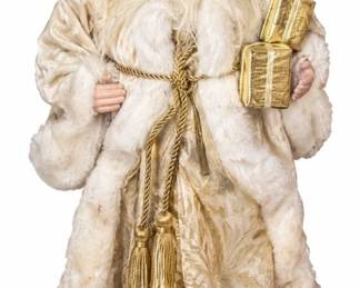 Santa Claus figure – cream & gold standing Santa, Christmas decor | Lot 1198, bids start at $10