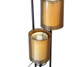 3-light floor lamp with amber cylinder shades – standing lamp | Lot 1004, bids start at $15