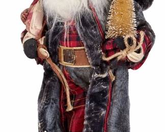 Santa Claus figure – dark robed standing Santa with tree, Christmas decor | Lot 1199, bids start at $10