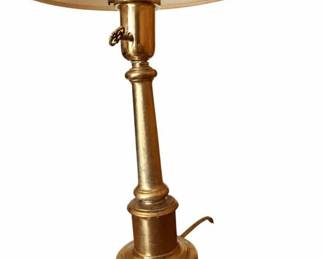 Brass-tone table lamp – column lamp with shade | Lot 1079, bids start at $10