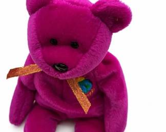 Ty magenta ribbon bear plush – Ty teddy bear with tags | Lot 1114, bids start at $10