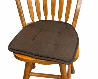 Counter stools (3) – wood bar stools with padded seats | Lot 1210, bids start at $15