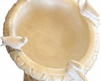 White bird pedestal bowl / compote on gray-veined base | Lot 1133, bids start at $10