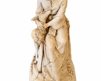 Woman with deer figurine – off-white decorative statue | Lot 1012, bids start at $5