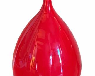 Tall red bottle vase – glossy teardrop vase, home decor | Lot 1014, bids start at $15