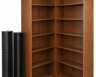 Corner shelf unit & 2 CD towers – media storage | Lot 1205, bids start at $10