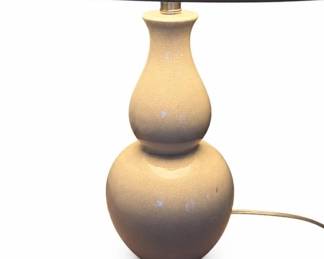 Cream crackle glaze ceramic table lamp – double gourd lamp with shade | Lot 1011, bids start at $10