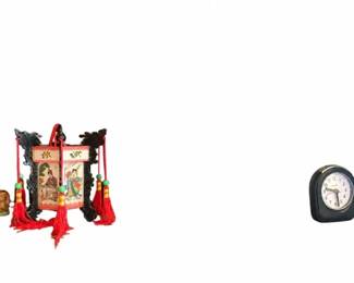 Decor lot – lanterns, Sharp alarm clock, figurines, candleholder | Lot 1081, bids start at $10
