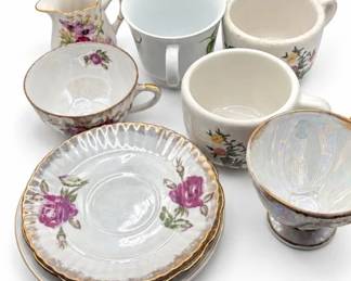 Floral teacups, saucers & creamers – Grindley Hotelware, Victoria bone china England | Lot 1023, bids start at $10