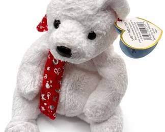 Ty gray bear with red scarf – Ty teddy bear plush with tags | Lot 1111, bids start at $10