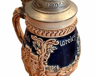 Beer steins (3) – 1999 Budweiser holiday stein (Ceramarte Brazil), German lidded steins | Lot 1024, bids start at $15
