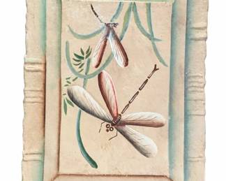 Dragonfly wall plaque & framed butterfly print | Lot 1168, bids start at $5