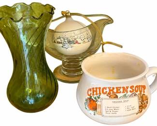 Decor & figurine lot – vase, Santa, owl, elephant, turtle, angel, candleholders, shelf decor | Lot 1022, bids start at $15