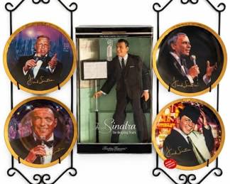 Frank Sinatra collectibles – boxed Mattel Timeless Treasures doll, 4 collector plates & racks | Lot 1180, bids start at $20
