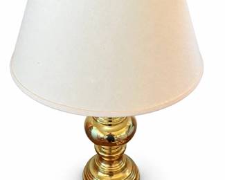 Brass-tone table lamp – turned lamp with shade | Lot 1153, bids start at $10