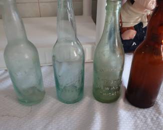 vintage  embossed  beer  bottles