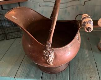 Vtg Copper Scuttle Bucket