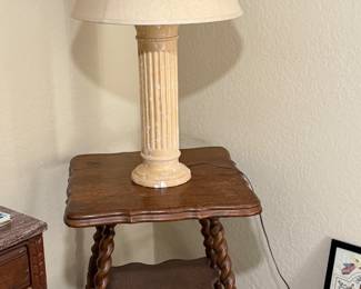 oak lamp table, barley twist legs