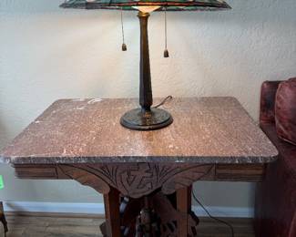 Victorian Eastlake table with marble top