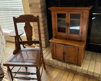 vintage childs cupboard; sigle Victorian chair