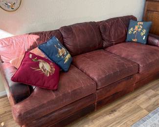 Henredon leather sofa, shows wear but no rips or tears