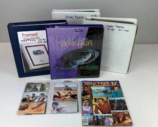 Lot 062  Large Star Trek Collectibles Lot  Trading Card Binders, Voyager Cards  Star Trek IV Magazine