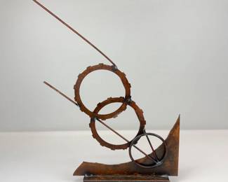 Lot 156  Signed L.D. Little Abstract Welded Metal Sculpture  Industrial Brutalist Style Art