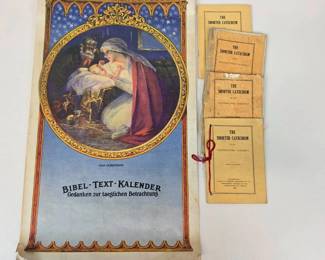 Lot 128  Vintage Religious Ephemera Lot  German Bible Text 1932 Calendar  4 Westminster Catechism Booklets