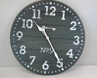Lot 152  Large Rustic Farmhouse Wooden Wall Clock  Black  White No. 9 Design