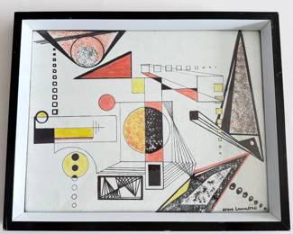 Lot 033  Original Geometric Abstract Multimedia Artwork by Denver Artist Steve Lancaster  Signed
