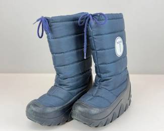 Lot 090  Vintage Moon Boot Navy Blue Quilted Winter Snow Boots  Size 56  Retro AprsSki